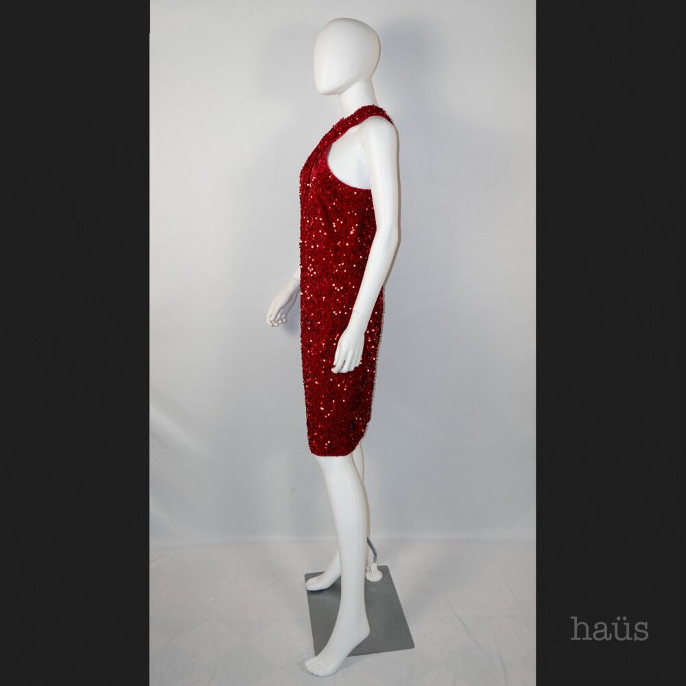 Grace Karin Red Sequin Halter Mini - Picture 2 of 3